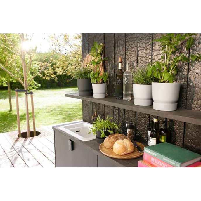 Blomkruka med integrerad bricka Greenville Elho Anthracite 30 cm