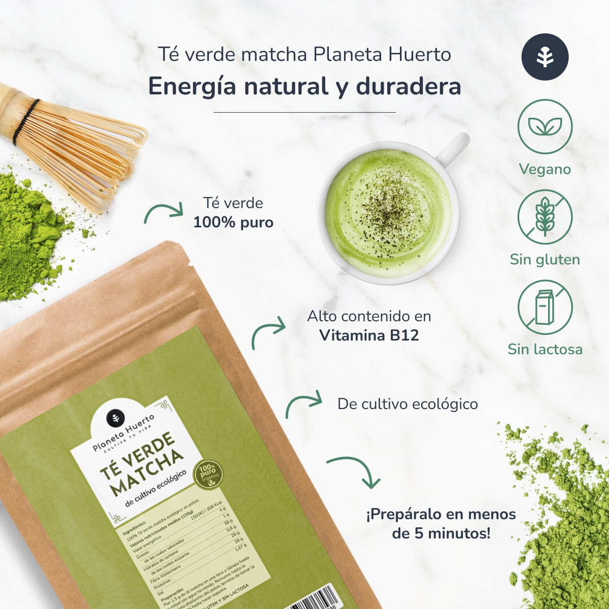 6xPack Matcha Theepoeder ECO Planet Orchard 70 g