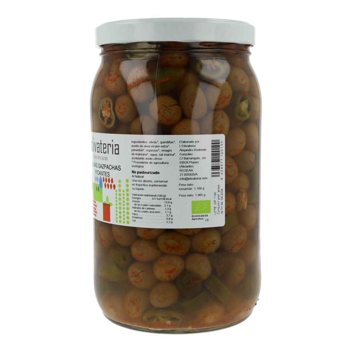 Olives pour gaspacha épicées, bio, Olivateria, 1,1 kg (en vrac)