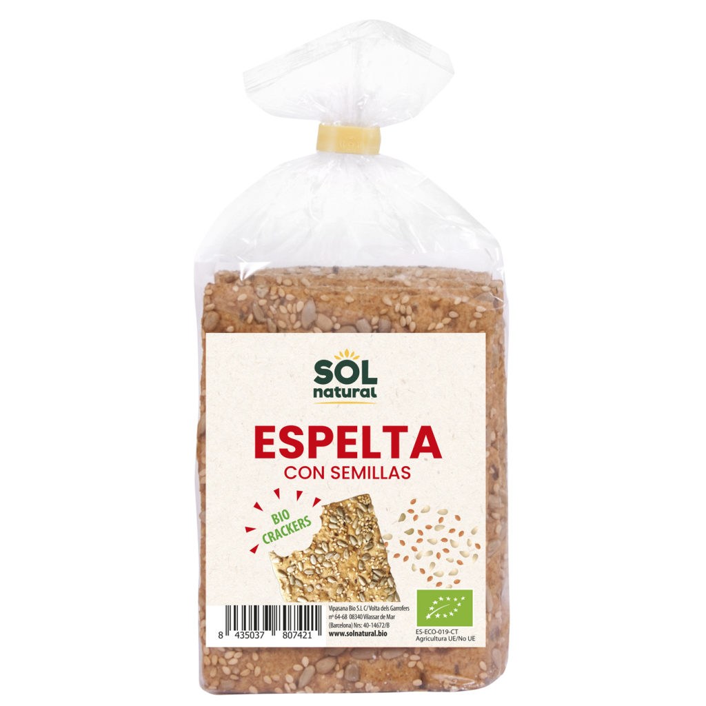 Bio Sol Natural speltcrackers met zaden 200 g
