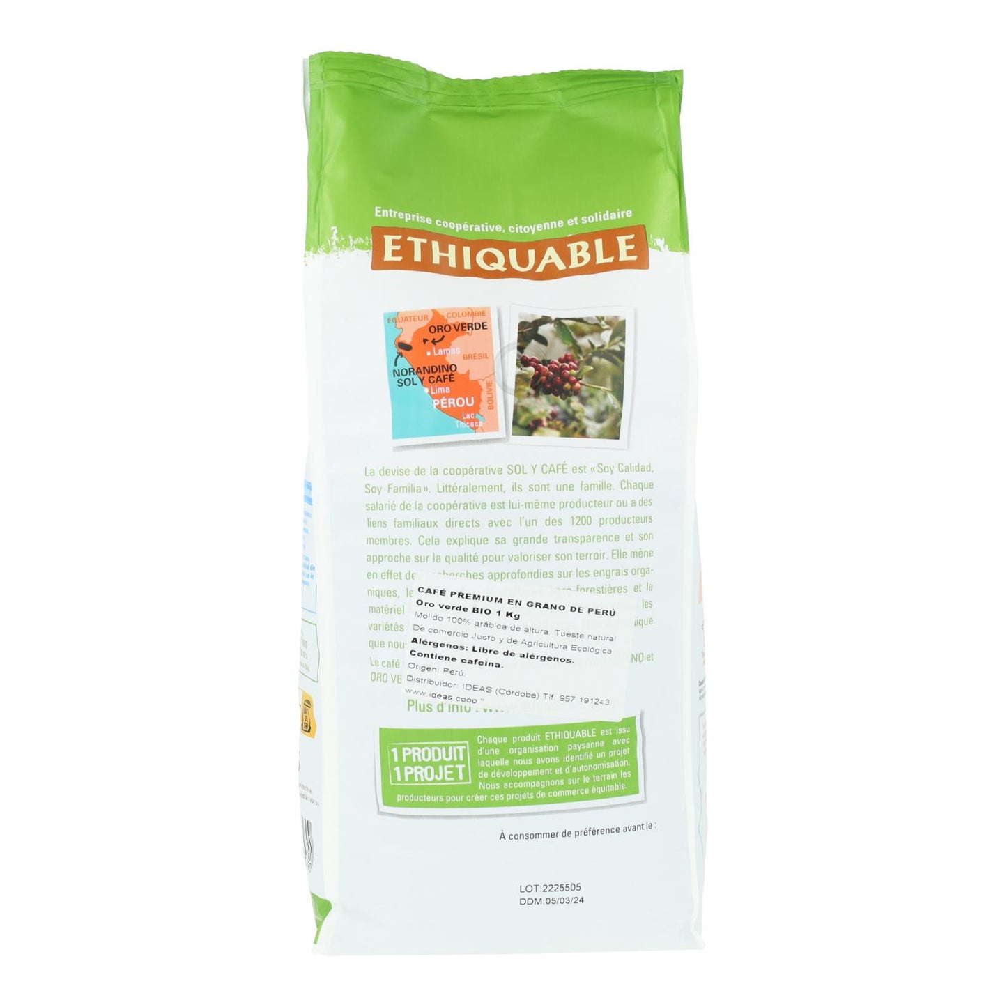 Premium Green Peru Oro Organic Fair Trade Coffee Beans 1kg