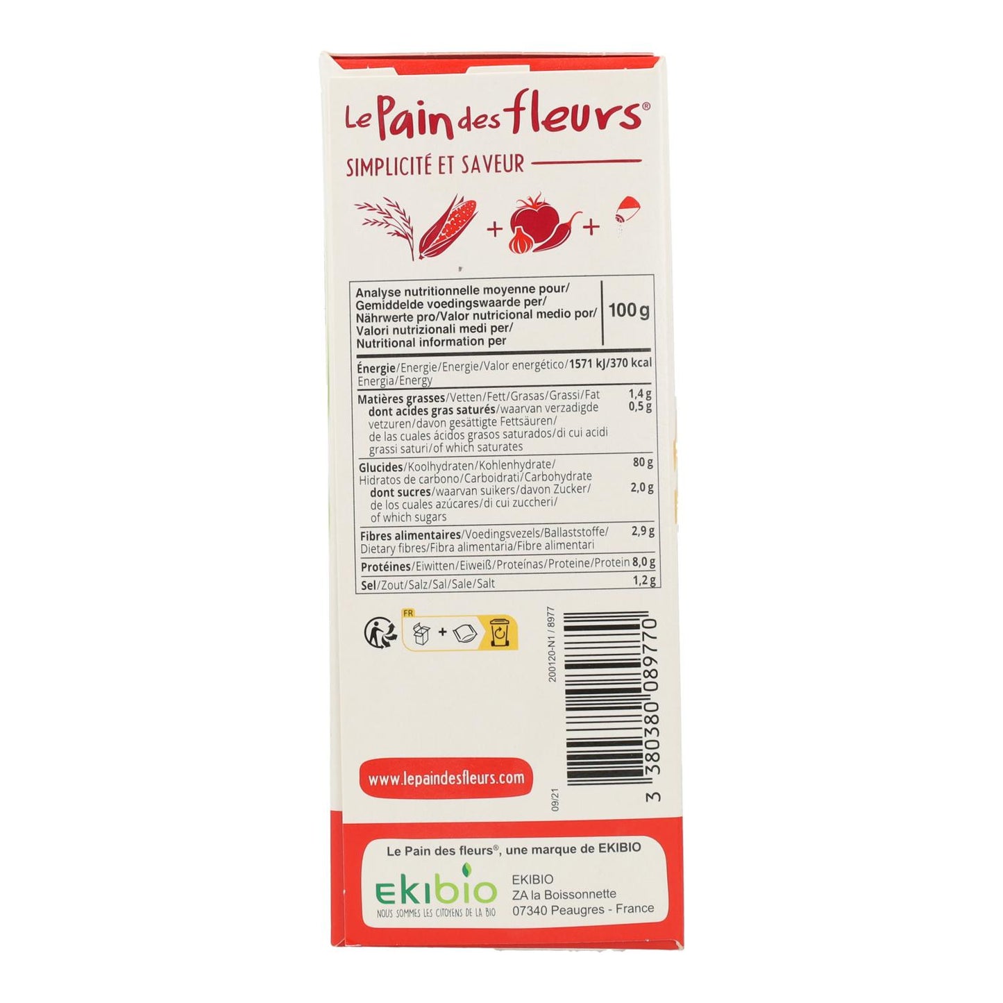 Craquelins croustillants à la tomate grillée et au paprika, sans gluten, bio, Le Pain de Fleurs, 150 g