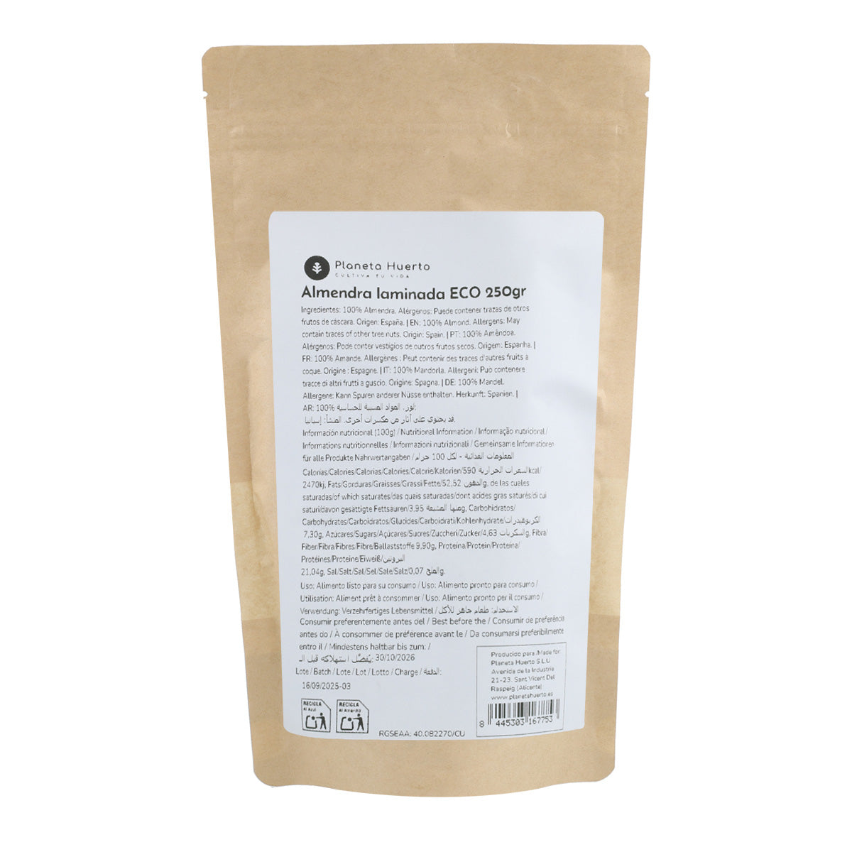 ECO Planeta Huerto Amandes roulées 250 g