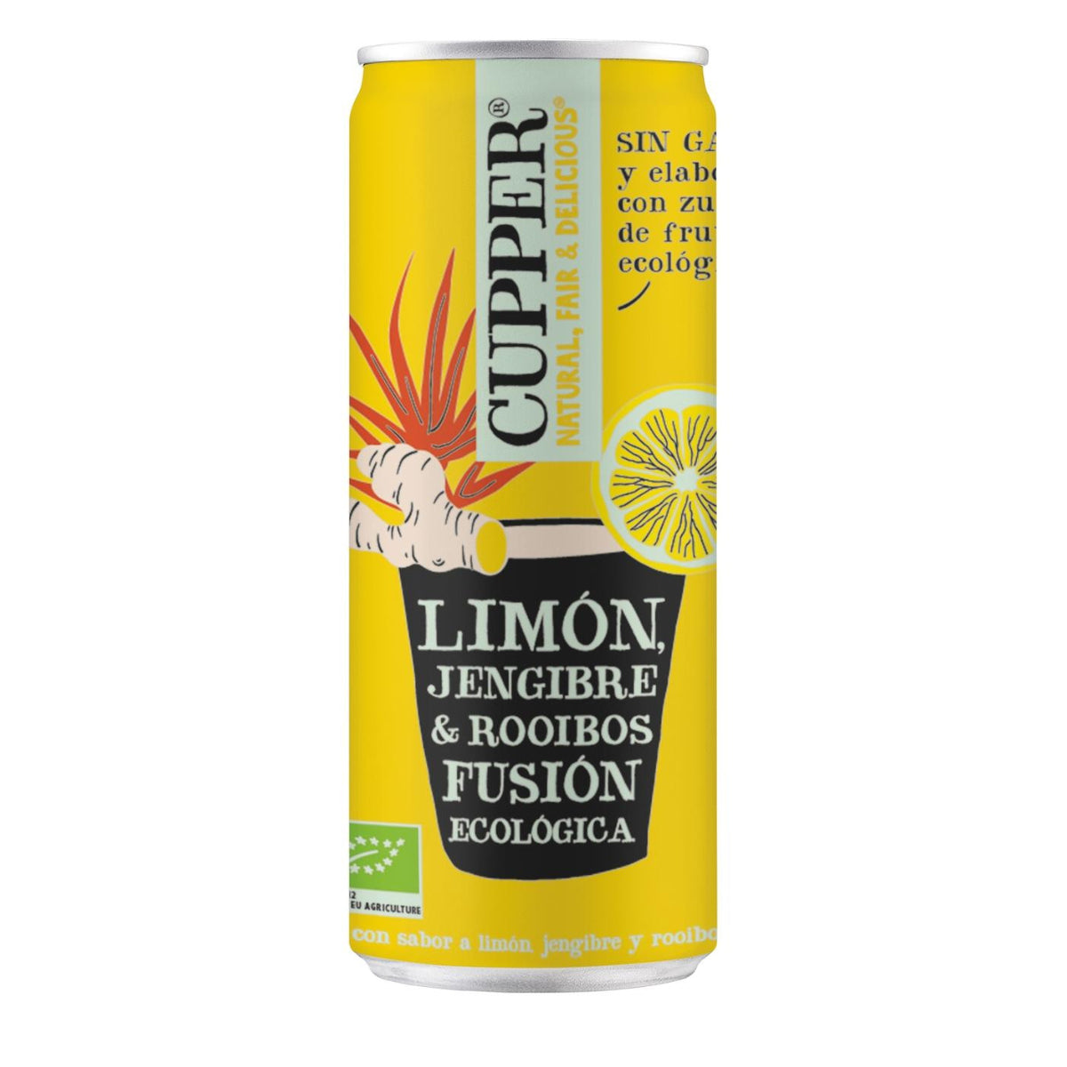 Pack x 12 Boisson rafraîchissante au gingembre, citron et rooibos Cupper 250 ml