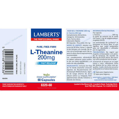 L-teanin 200 mg, Lamberts, 60 kapslar