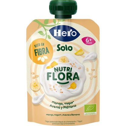 Bolsita Nutri Flora de mango, yogur, avena y plátano 100 g Hero Solo