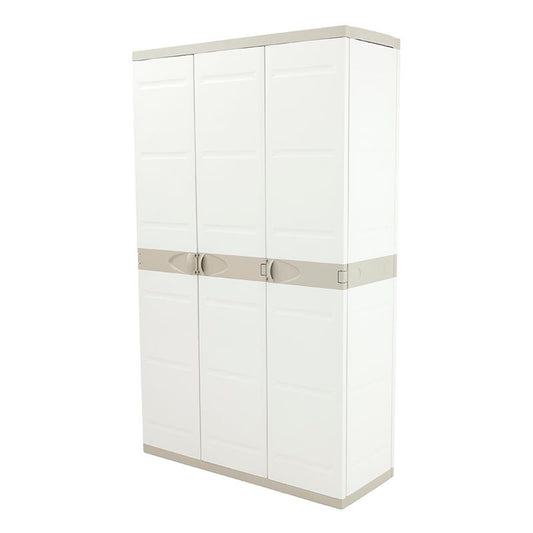 3-türiger Schrank mit Besenhalter 105 cm Titanium Plastiken Beige (überholt)