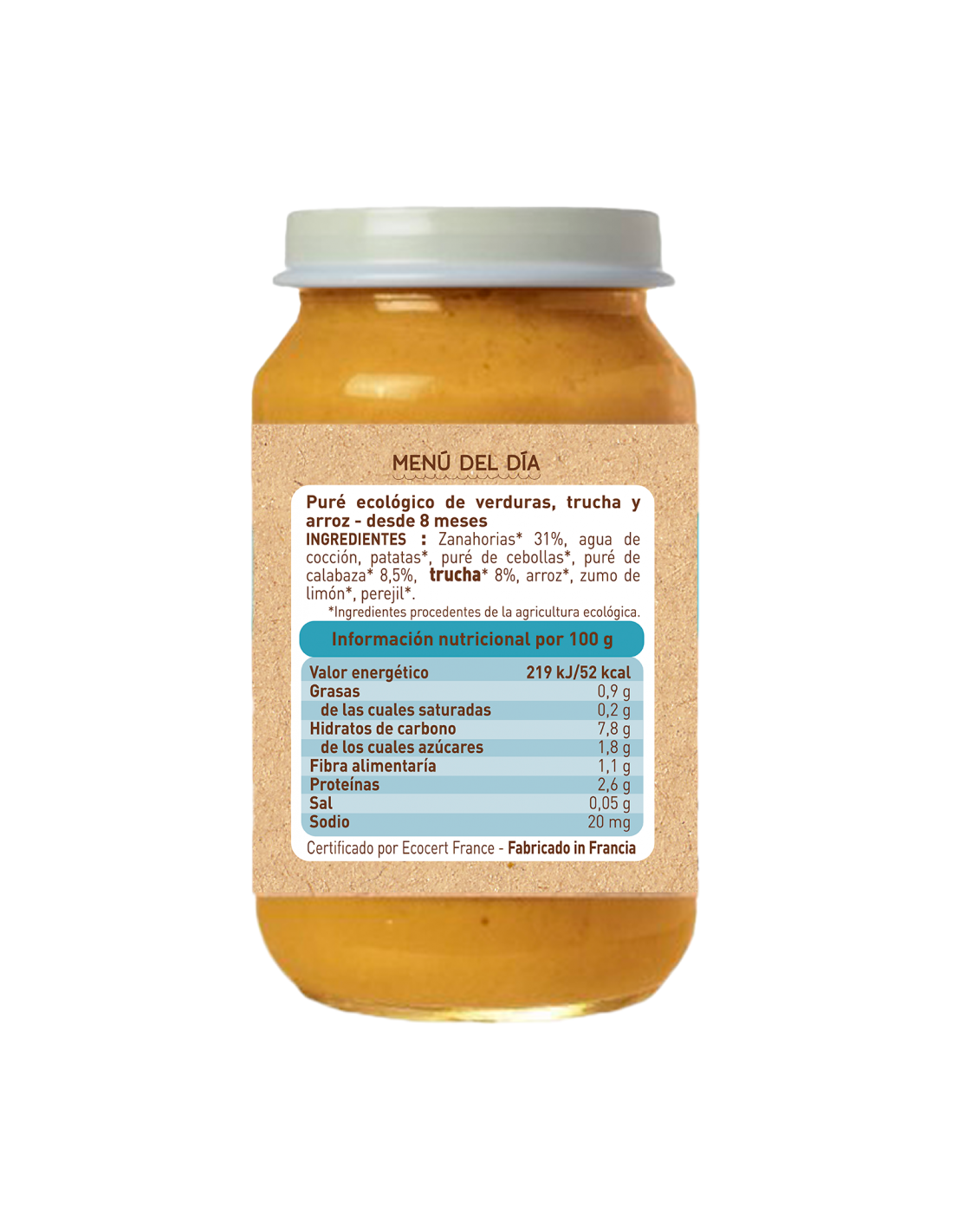 Pack Tarritos Menús Pescado Bio (a partir de 6 meses) babybio, 2 Uds