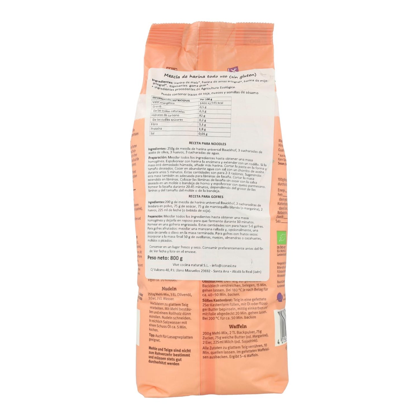 Mélange de farines sans gluten tout usage, biologique Bauckhof 800 g