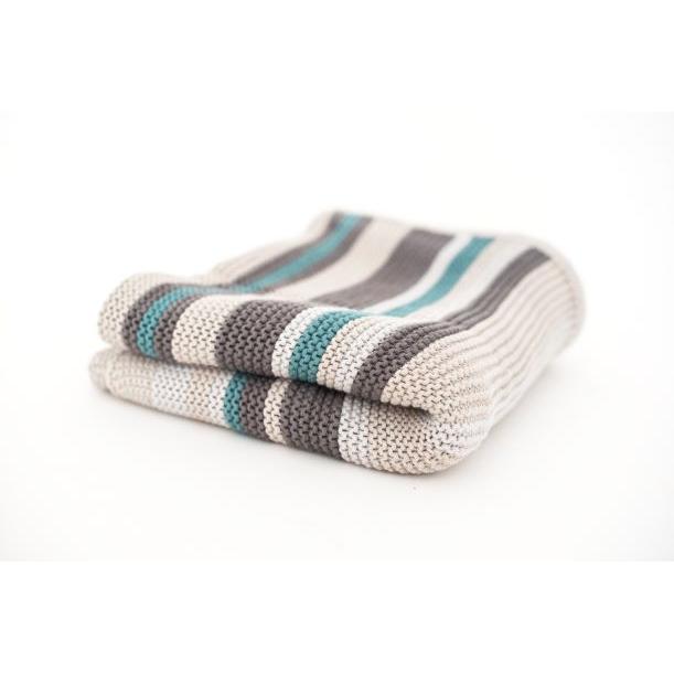Stickad babyfilt CoZee 100 % bomull Tutti Bambini Multicolour Stripes