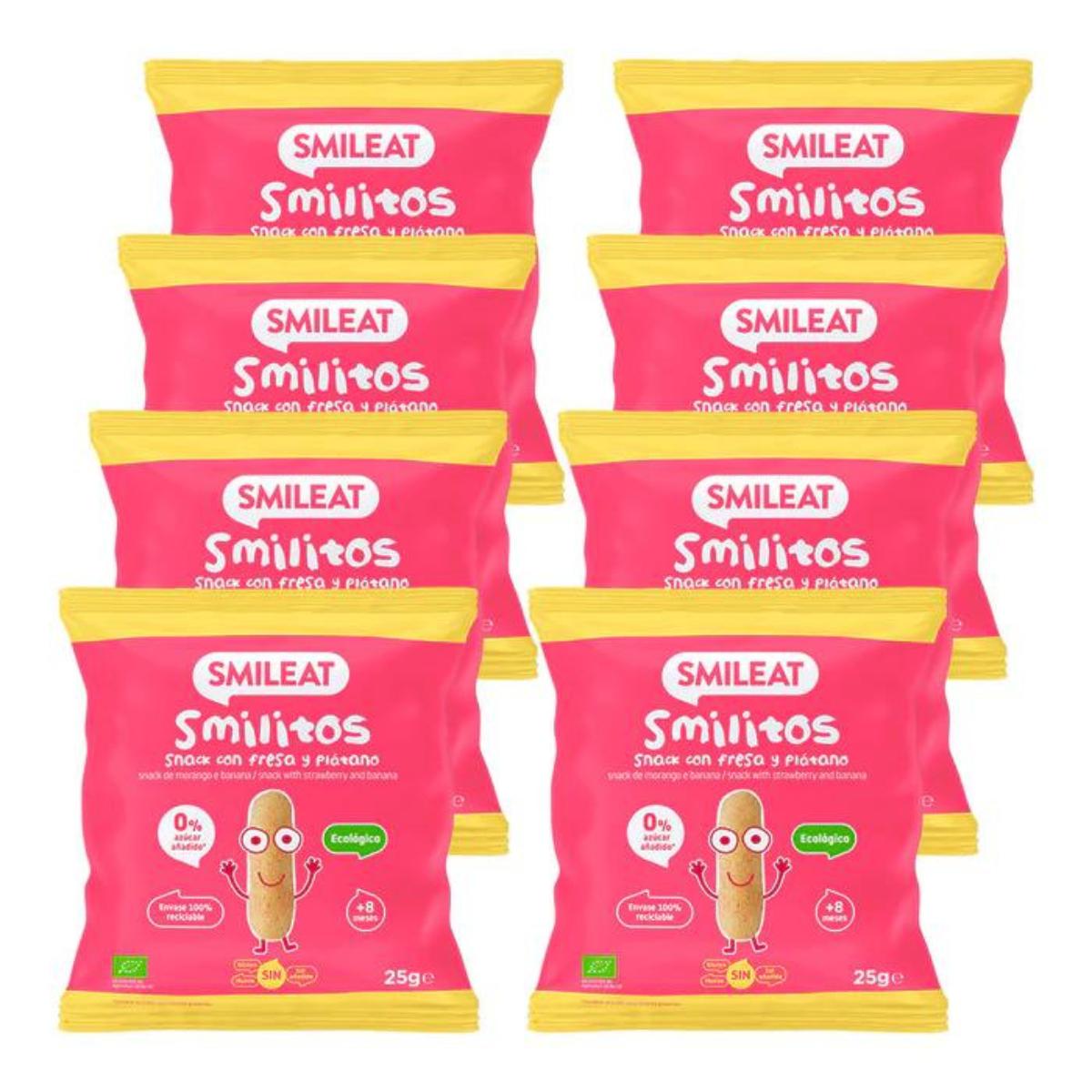 Pack 8 x Smilitos, vers de terre à la fraise et à la banane ECO Smileat, 25 g