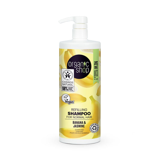 Refill shampoo for normal hair, banana and jasmine Organic Shop 1000 ml
