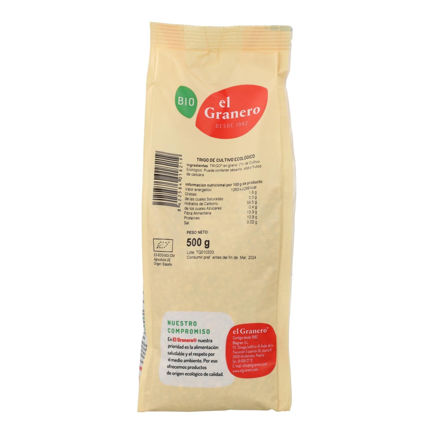 El Granero Organic Wheat Grains, 500 g