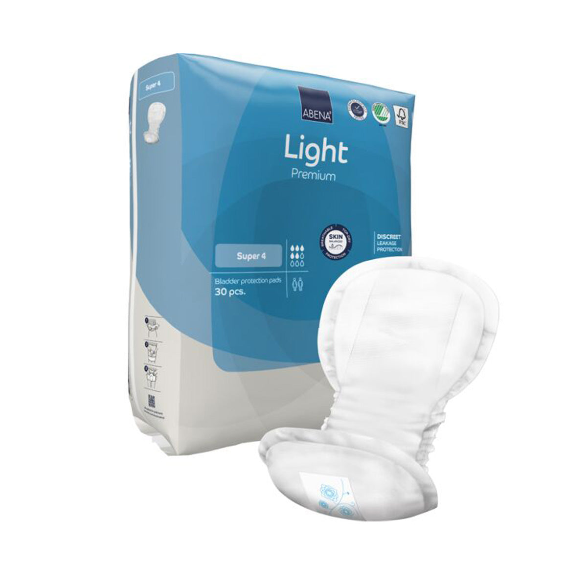 Light, Super ABENA incontinence pads, 30 pcs