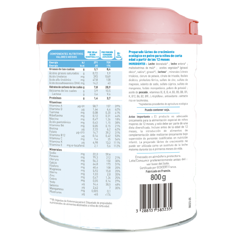 Pakket 2x Primea 3 melk (12 maanden tot 3 jaar) biologisch, 800 g Babybio