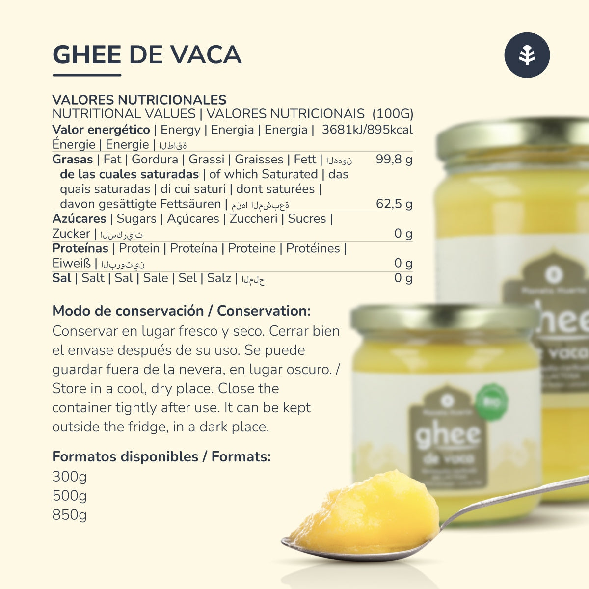 Masło klarowane Ghee ECO Planeta Huerto 850 g