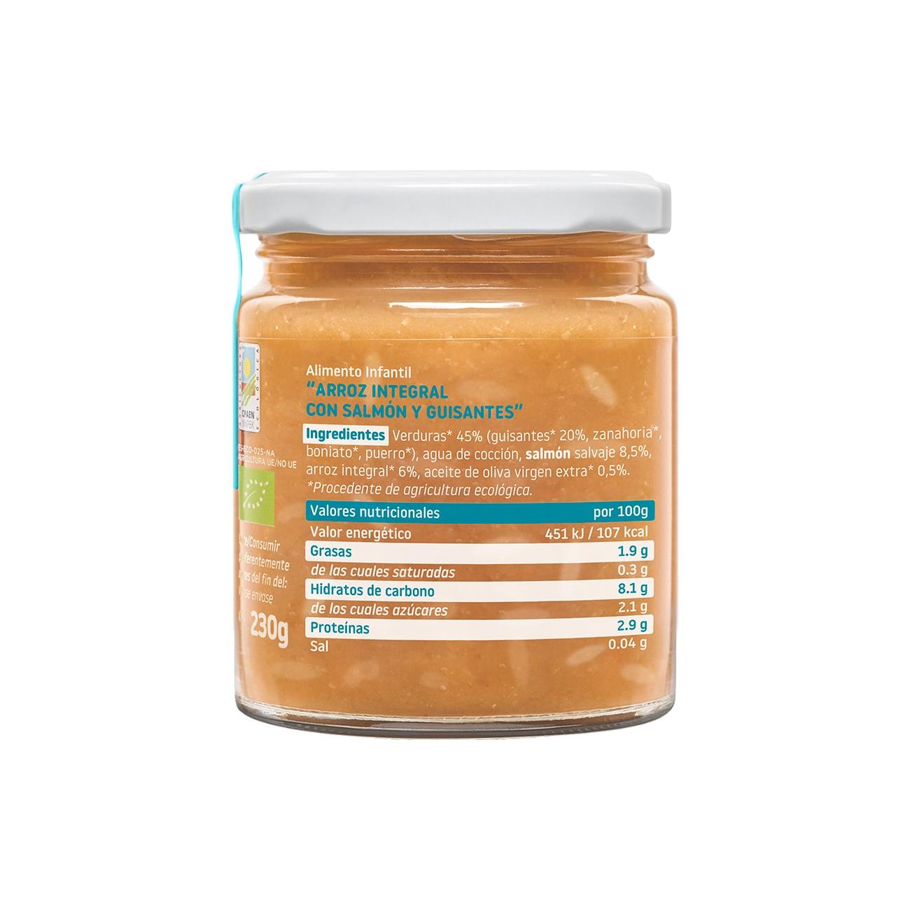 Pojemnik z ryżem, łososiem i groszkiem ECO CA CHI TOS Smileat, 230 g