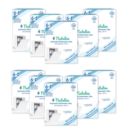 Lot de 10 pastilles 6 en 1 pour lave-vaisselle, Natulim, 30 unités