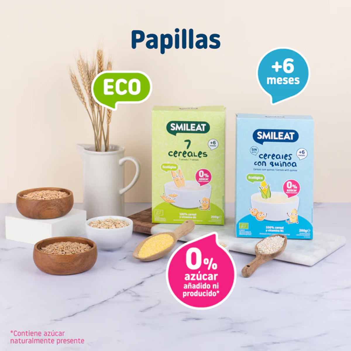 Zestaw 2x bezglutenowa papka zbożowa z komosą ryżową Eco Smileat, 200 g