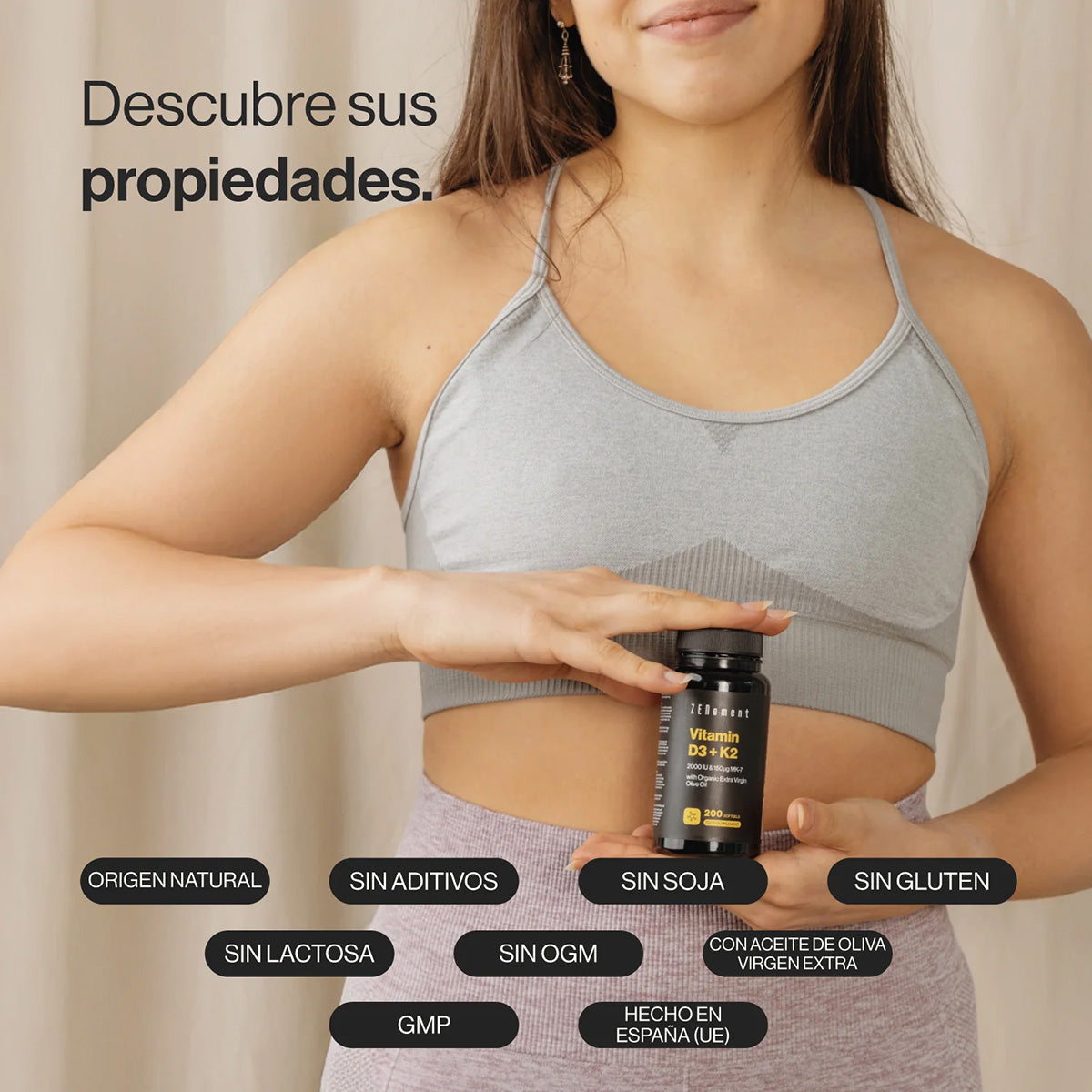 Vitamin D3 + K2, Cholecalciferol (2000 IE) & MK-7 (150 μg) Zenement, 200 Tabletten