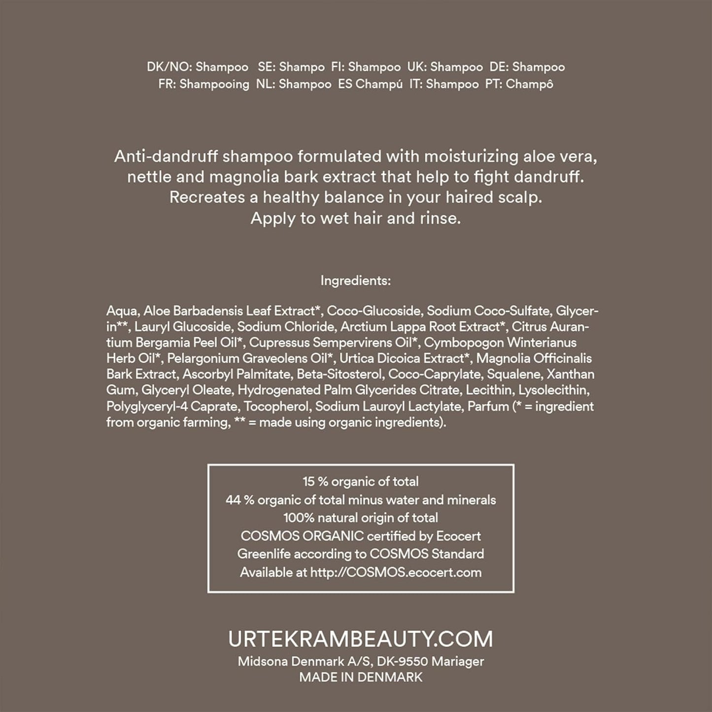 Pack of 2 Urtekram Anti-Dandruff Nettle Shampoos 500 ml