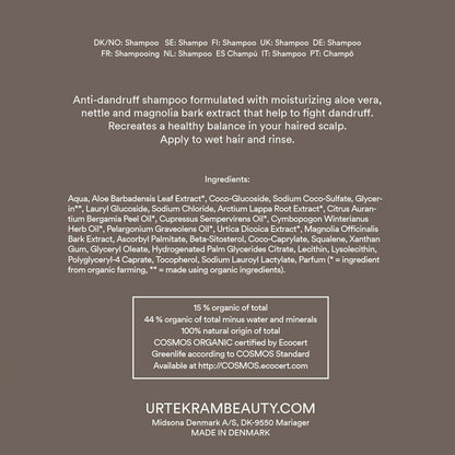 Pack of 2 Urtekram Anti-Dandruff Nettle Shampoos 500 ml