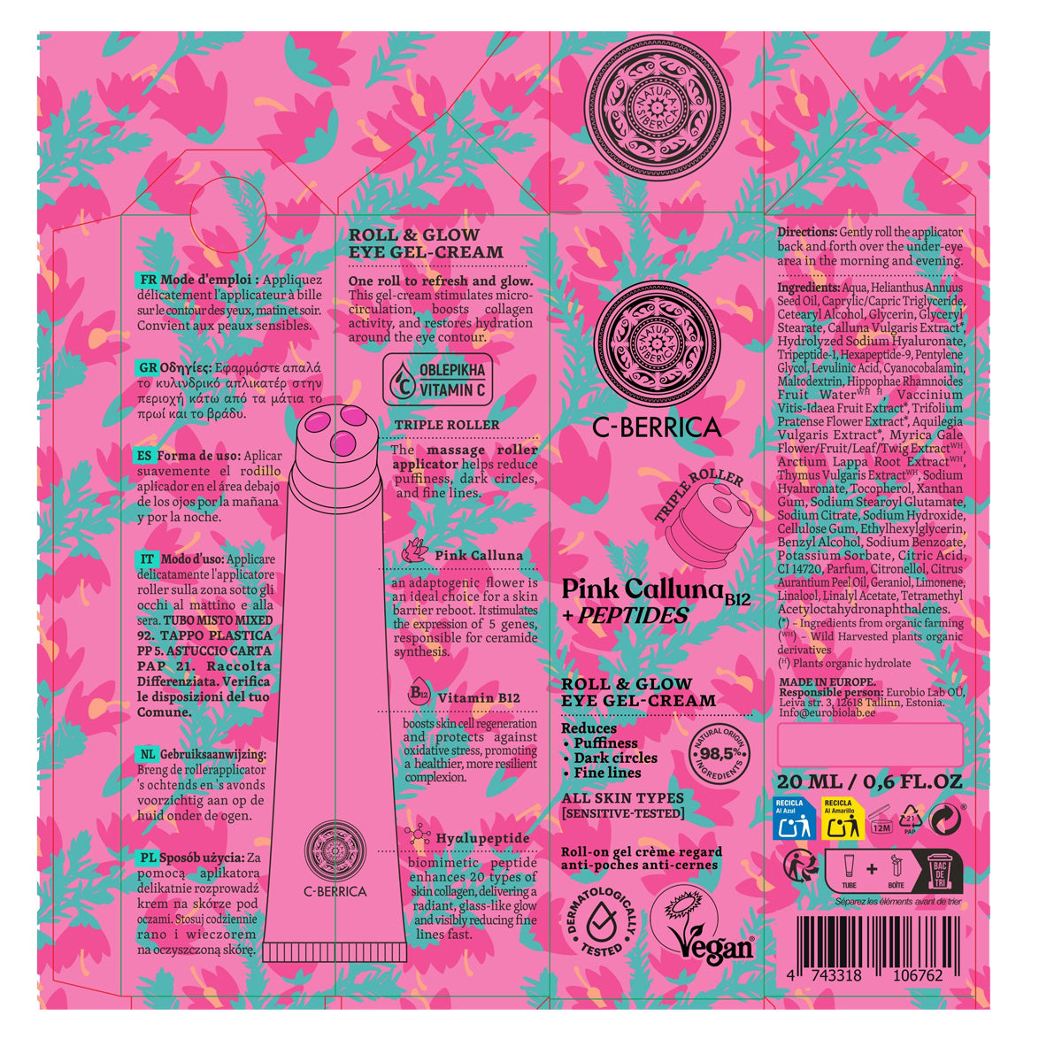 Natura Siberica Roll & Glow Eye Contour Cream Gel 20 ml