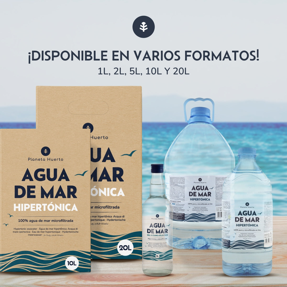 Pack 2 uds Agua de Mar Hipertónica Garrafa Planeta Huerto 5 L