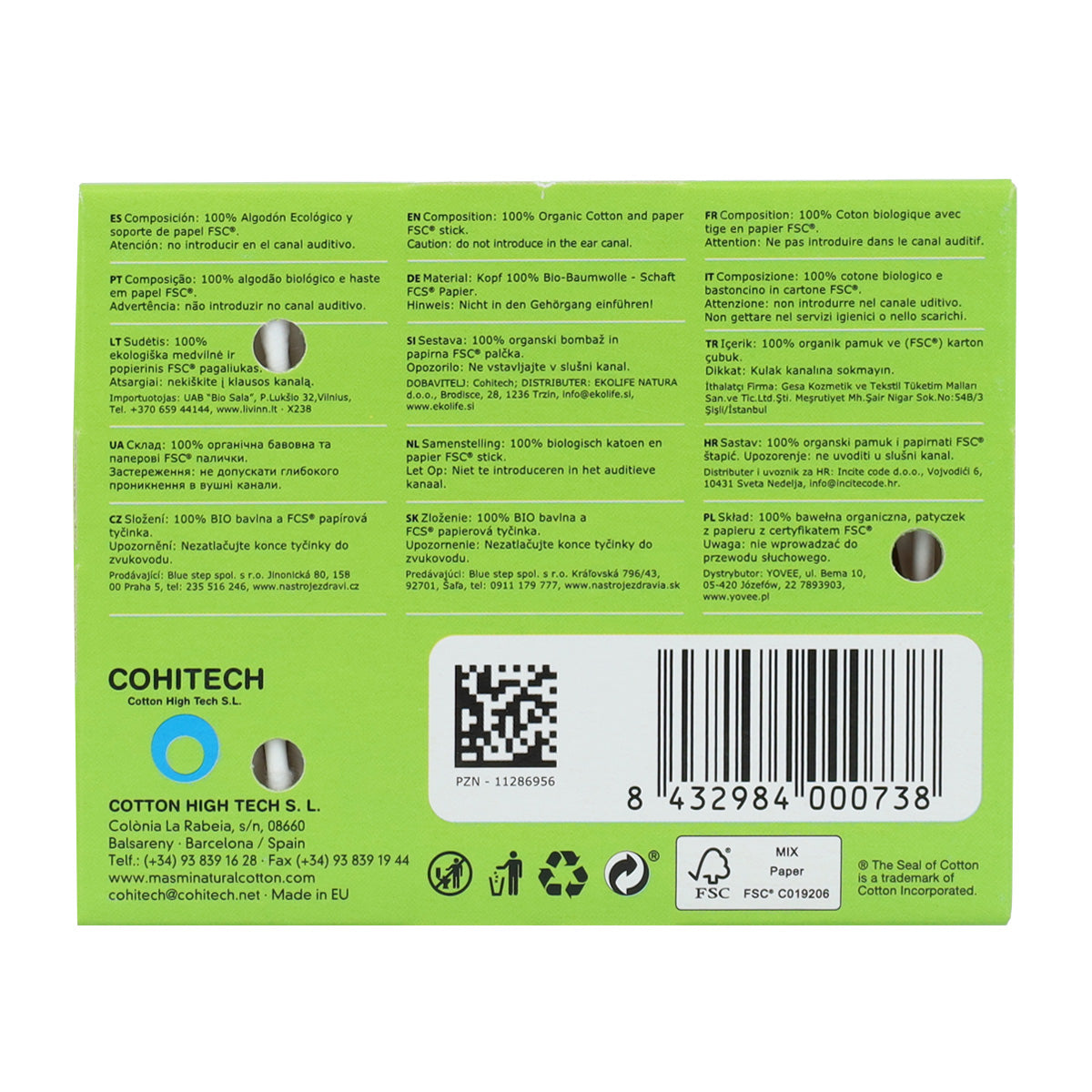 Cotons-tiges ECO et bâtonnets en papier Masmi 200 unités