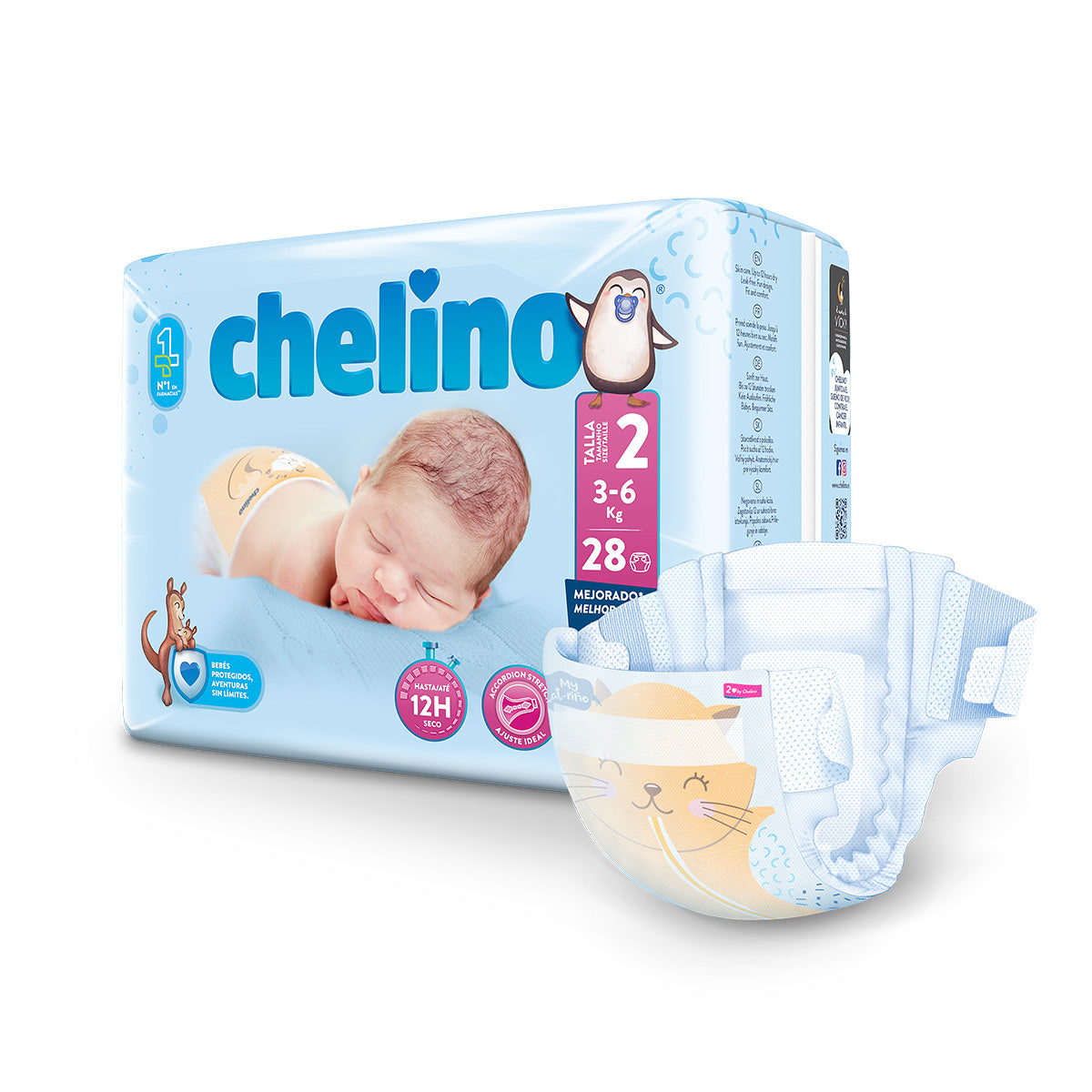 CHELINO COUCHES T2 Nouveau-né (3-6 kg) 28 unités