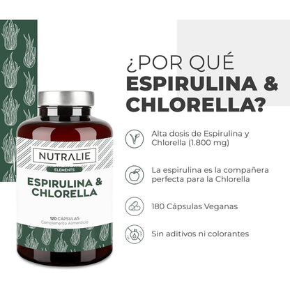 Nutralie Spirulina & Chlorella 1800 mg energii i siły 180 kapsułek