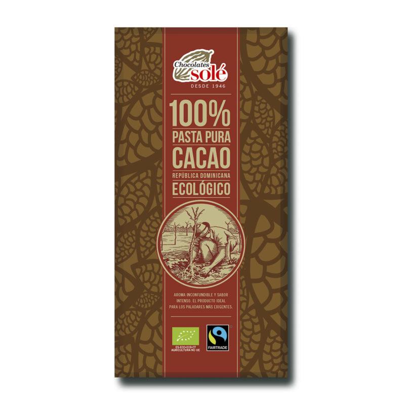 Pasta Pura 100% Cacao en Tableta Bio Solé 90 g