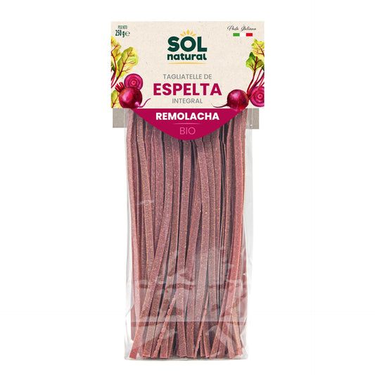 Volkoren spelt-tagliatelle met biologische rode biet Sol Natural 250 g