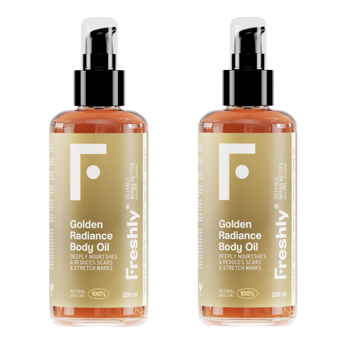 Lot de 2 huiles corporelles Golden Radiance Freshly 200 ml