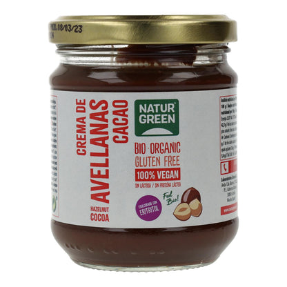 Hazelnoot- en cacaocrème met verlaagd suikergehalte Naturgreen 200 g