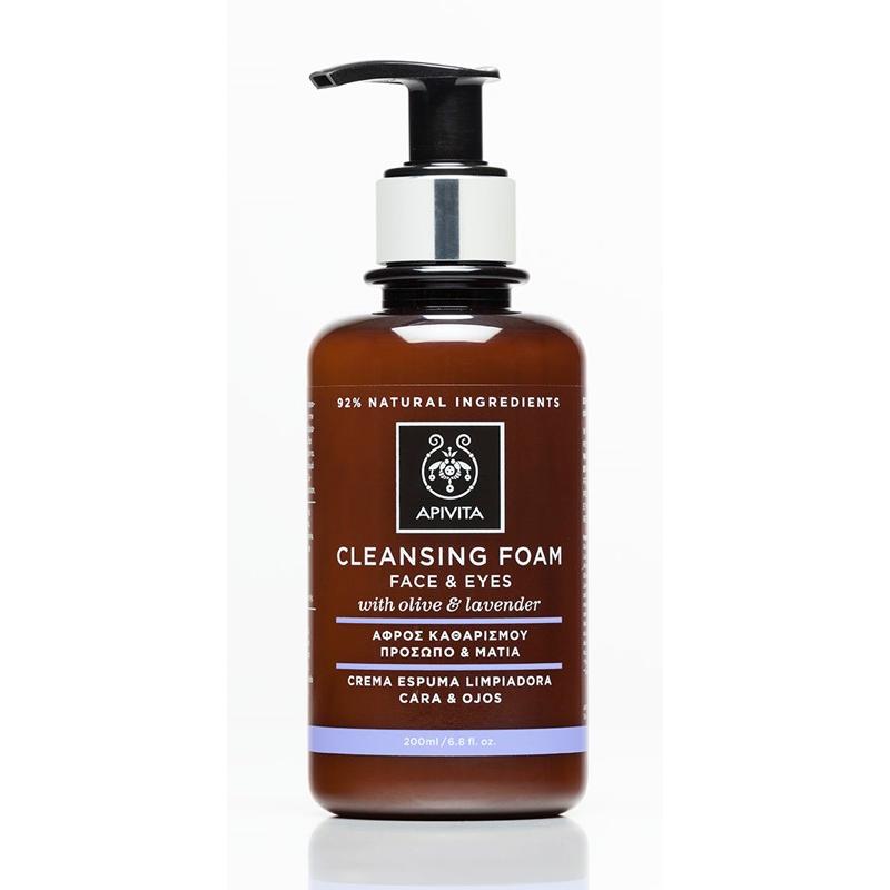 Kremowa pianka oczyszczająca do twarzy i oczu z oliwką i lawendą Apivita 200 ml