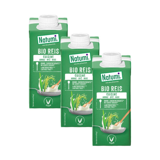 Lot de 3 crèmes liquides de cuisson pour riz bio Natumi 200 ml