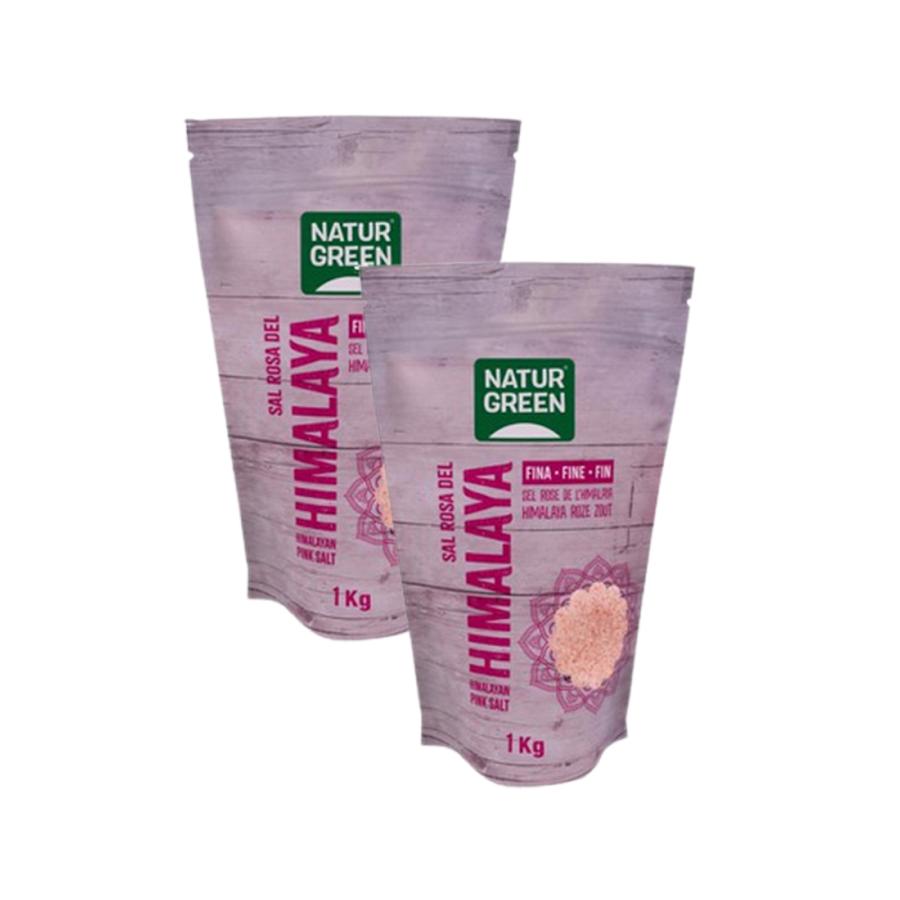 Pack of 2 fine Himalayan pink salt Naturgreen 1 kg