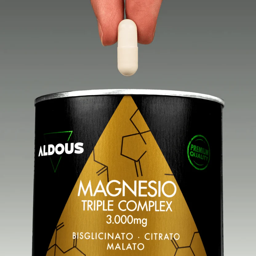 Complesso di magnesio triplo 3000 mg di magnesio, bisglicinato di magnesio, citrato e malato Aldous Bio 200 capsule