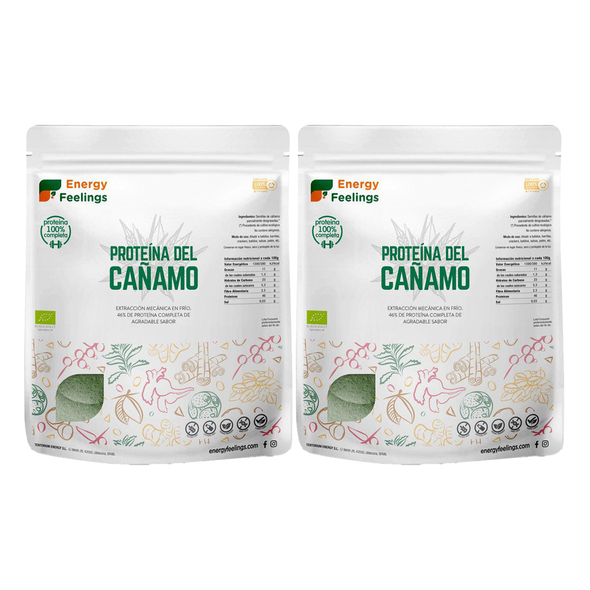 2er-Pack Hanfprotein ECO Energy Feelings 1 kg