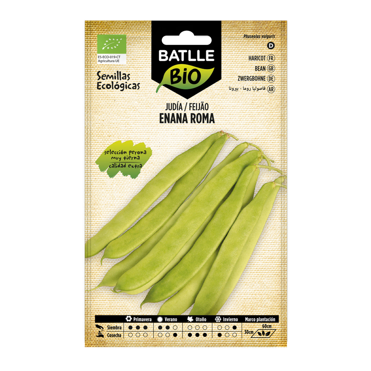 Ekologiska bönor av sorten Roma Perona, Batlle