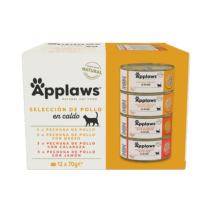 Applaws Cat Boîte de poulet Multipack 12 x 70 g Nourriture humide pour chats naturelle sans céréales