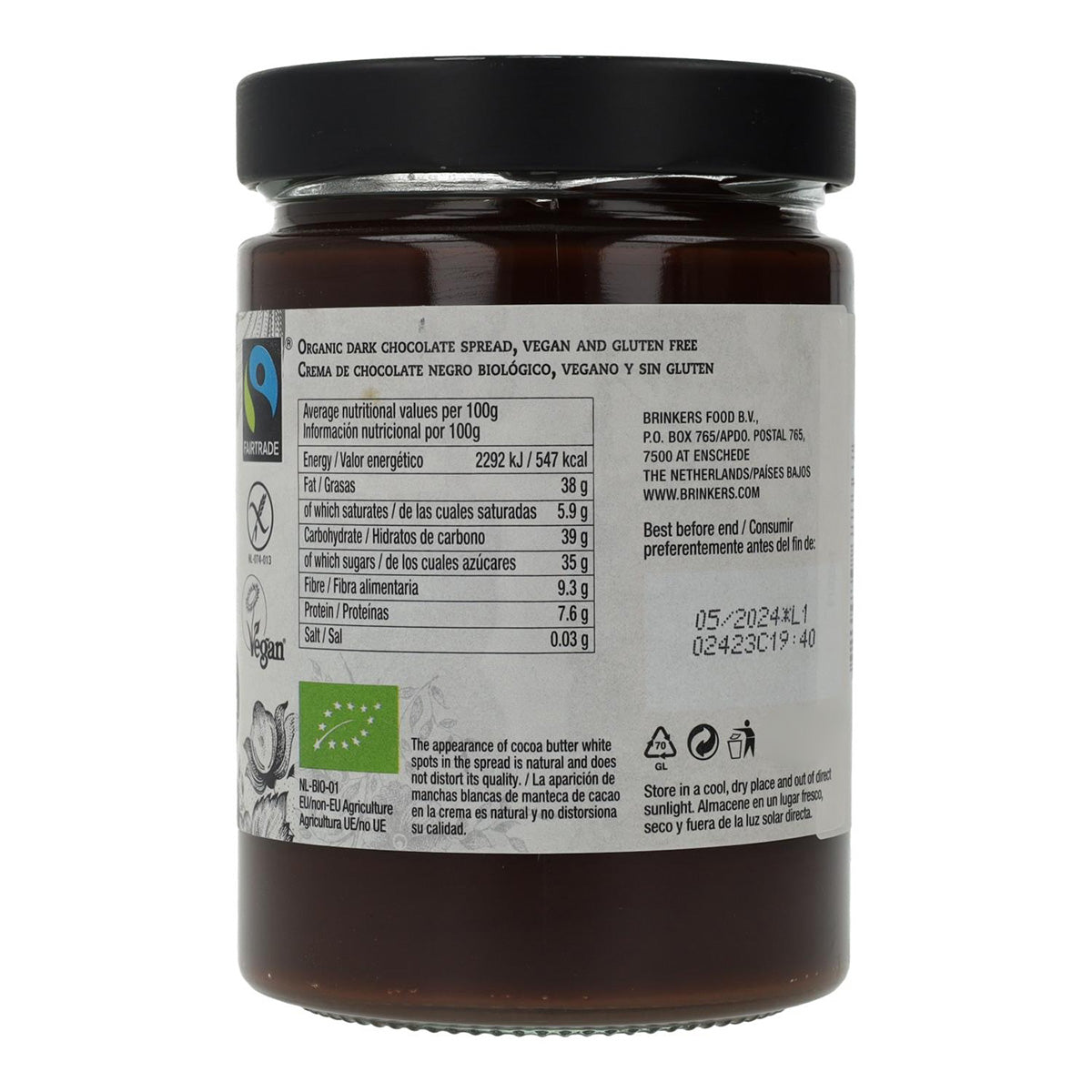 Crème au chocolat noir végane et sans gluten, La Vida Vegan, 270 g