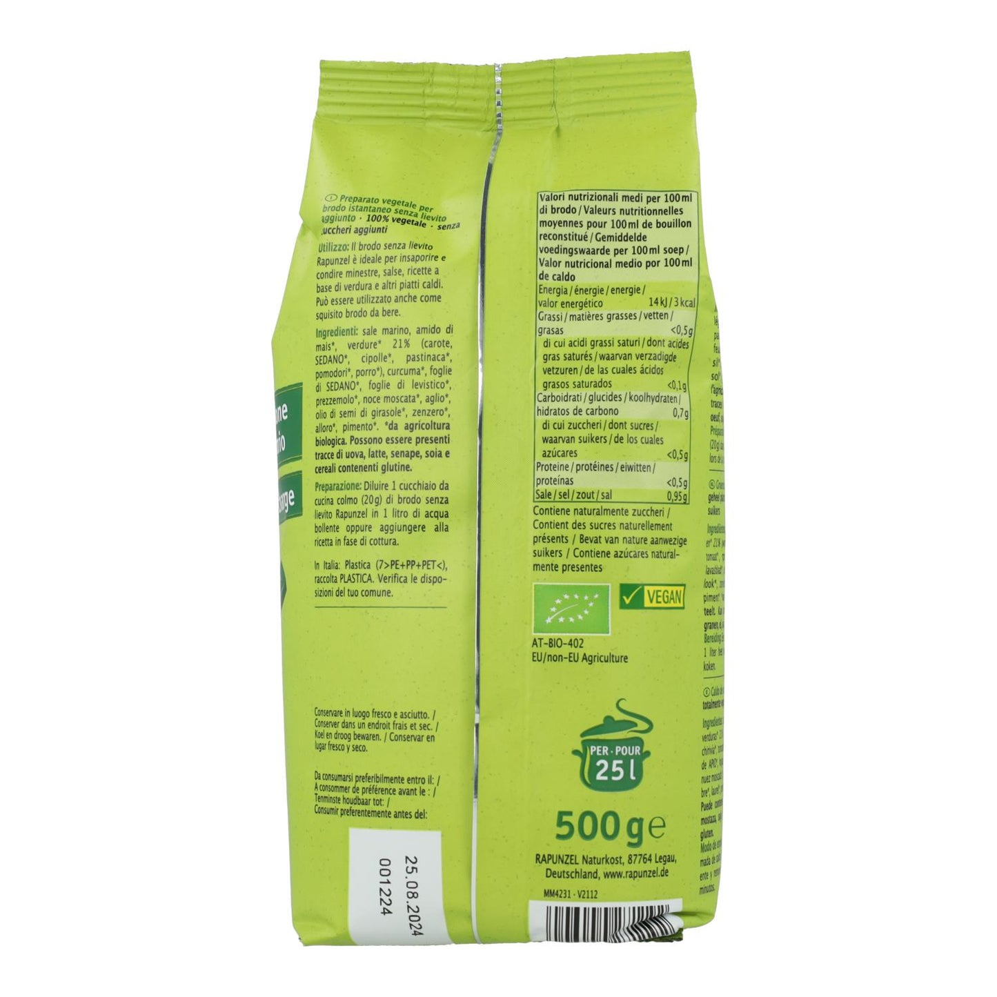 Caldo de Verduras Sin Levadura Brodo Rapunzel 500 g