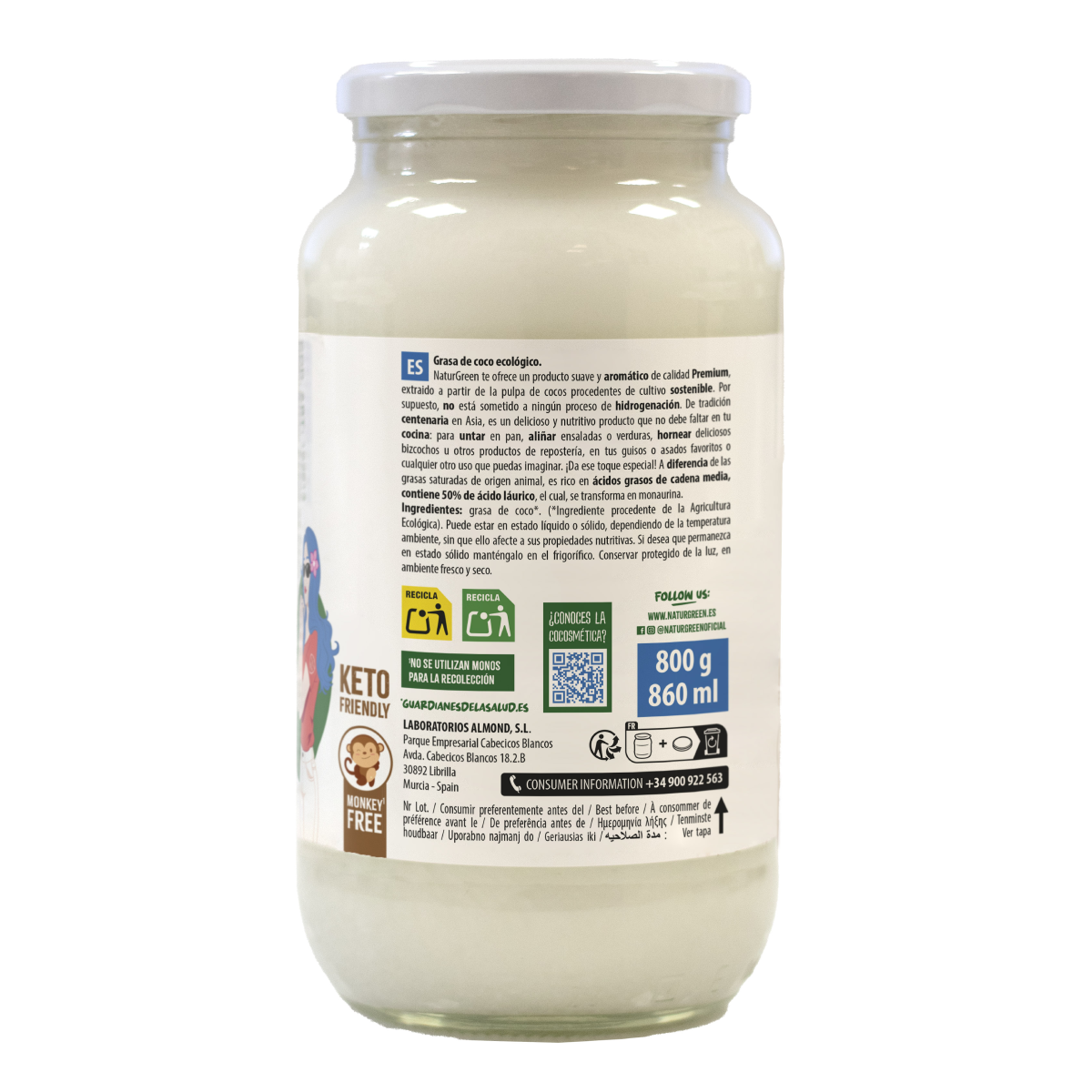 Bio NaturGreen kokosfett 800 g