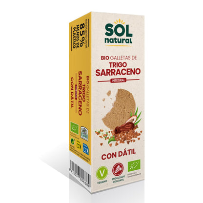 Volkoren boekweitkoekjes gezoet met biologische dadels Sol Natural 170 g