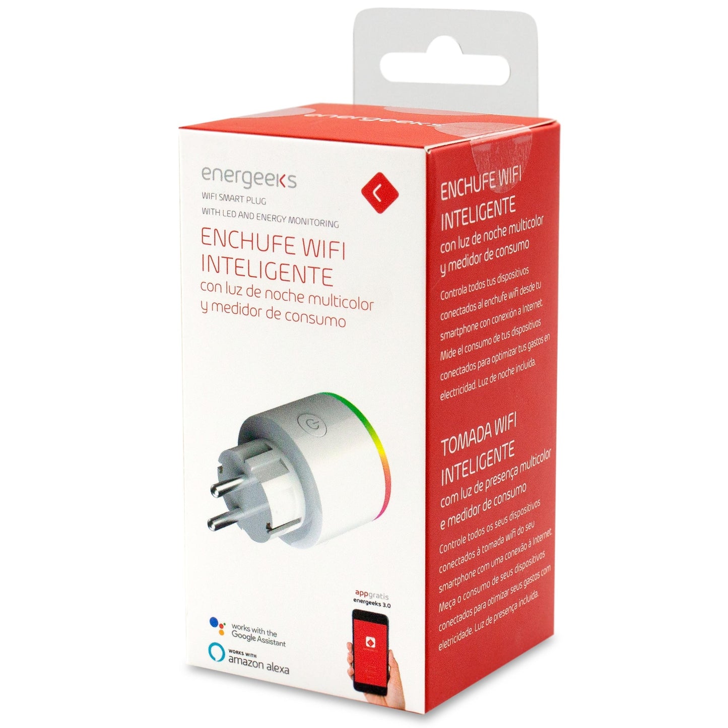 Presa Wi-Fi intelligente con luce notturna multicolore e misuratore di consumo Energeeks