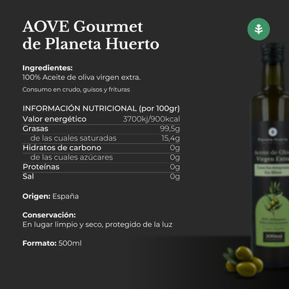 Confezione da 3 oli extravergine di oliva di prima raccolta verde non filtrato Planeta Huerto 500 ml