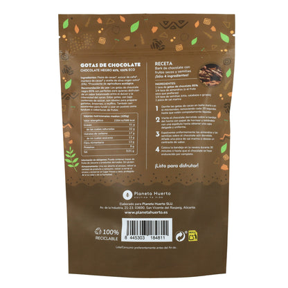 Chocolate Drops 85% cocoa ECO Planeta Huerto 200 g