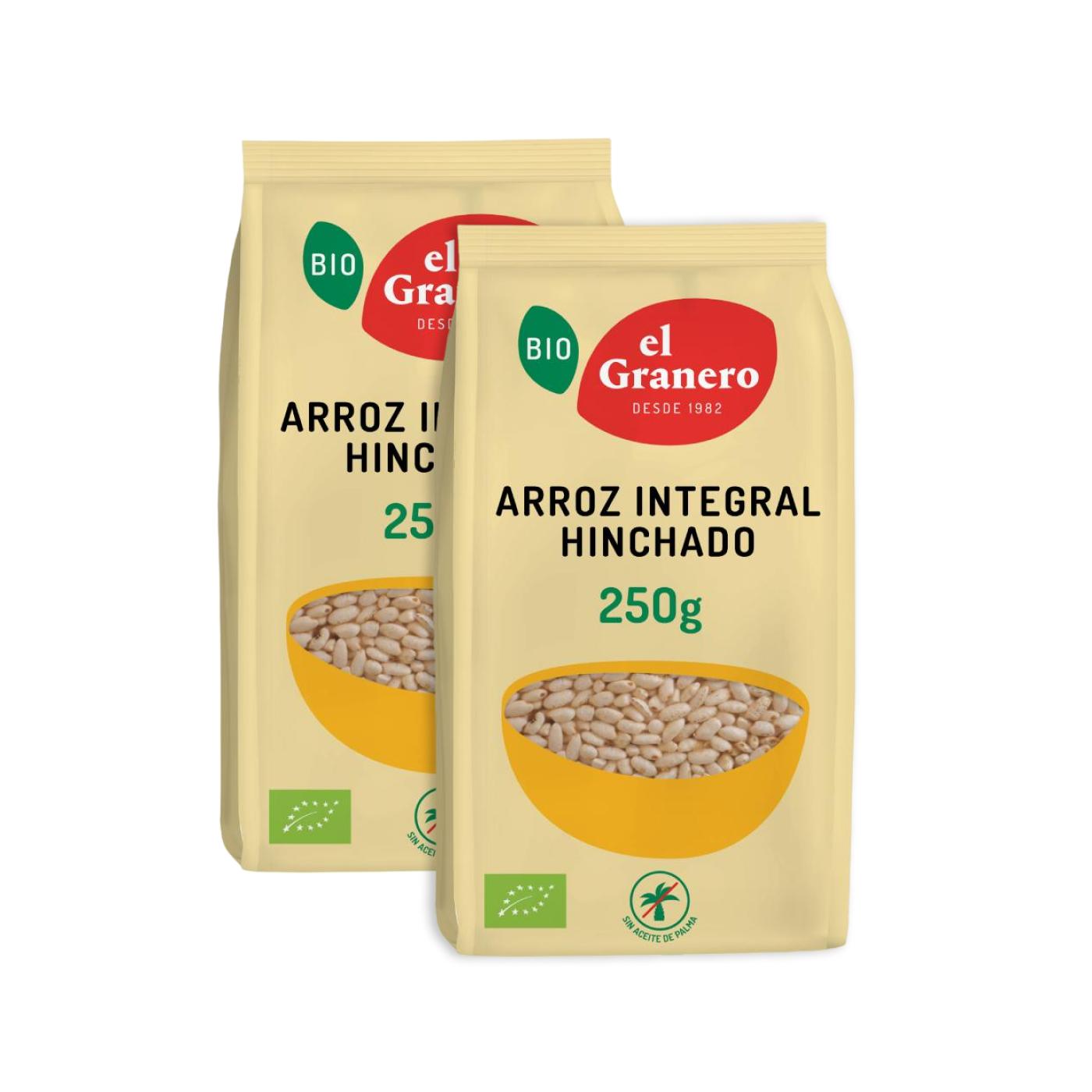 Lot de 2 sachets de riz brun soufflé El Granero, 250 g 